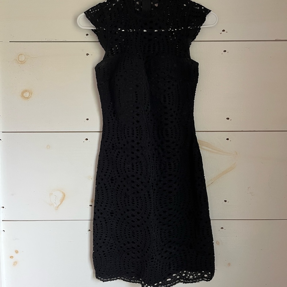 Black lace mini dress